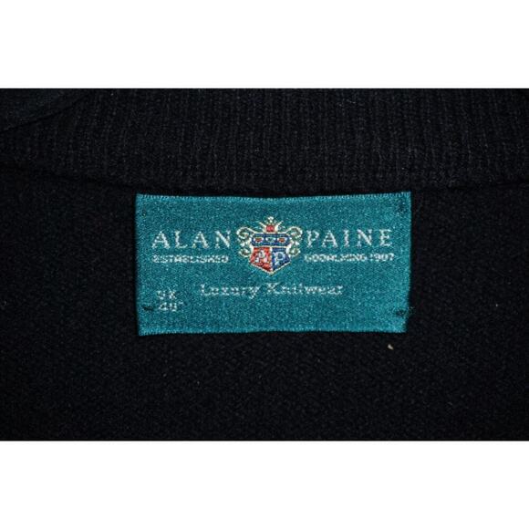 Alan Paine Luxury Knitwear Black Wool Sweater Vest Men’s UK 40R Classic V-Neck - Picture 4 of 4